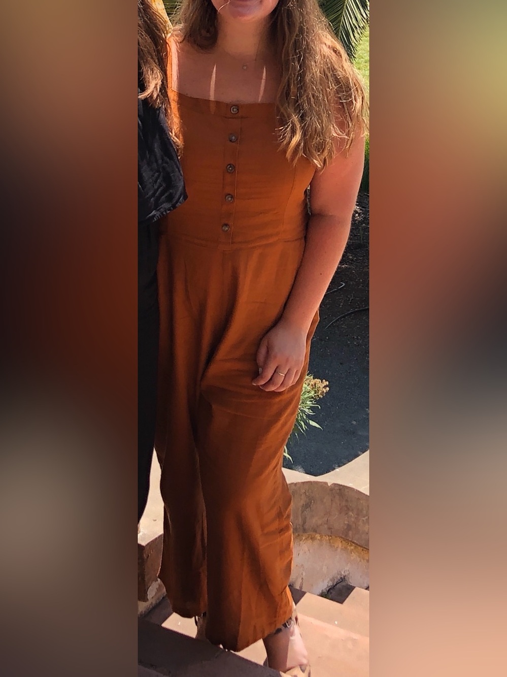 Old Navy Women's Rust Button-Front Wide-Leg Jumpsuit - Picture 4 of 9
